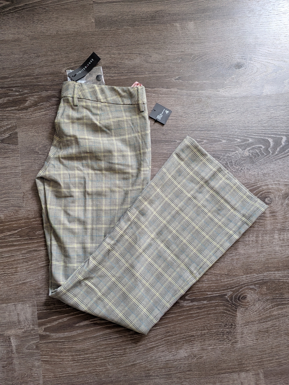 NWT The Limited Drew Fit green black plaid trousers sz. 4